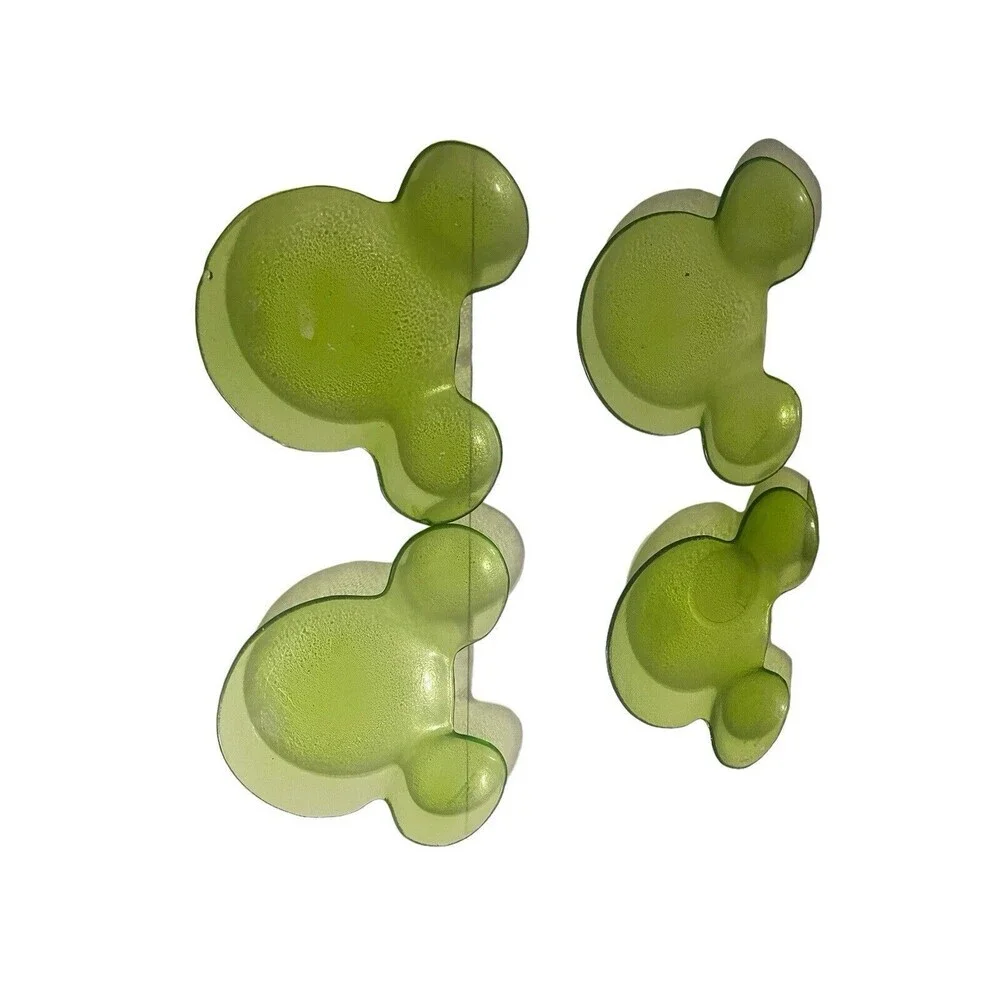 Disney Green Glass Mickey Mouse Serving Plate Set Of 4